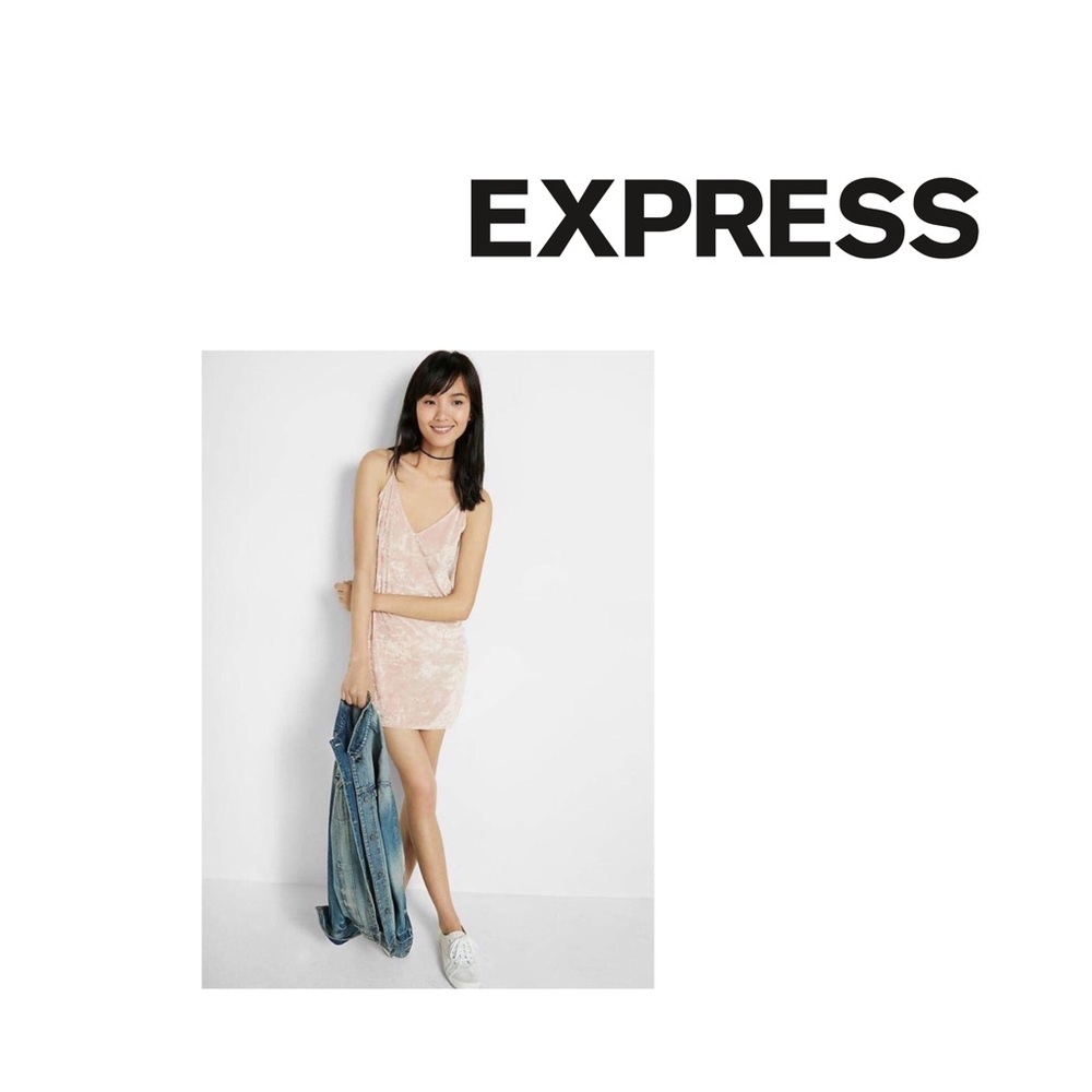 ❤️ Express Pink Velvet Tie-back Slip Dress